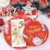 imageNervure 175PCS Blue Plastic Plates  Christmas Plastic Dinnerware Set  Christmas Dog Plates Include 25Dinner Plates 25Salad Plates 25Forks 25Knives 25Spoons 25Cups 25Napkins for ChristmasVintage Christmas Cone