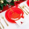 imageNervure 175PCS Christmas Set  Red ampamp Gold Disposable Dinnerware Includes 25 Plates 25 Forks 25 Knives 25 Spoons 25 Cups 25 Napkins  Perfect for Christmas