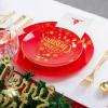 imageNervure 175PCS Christmas Set  Red ampamp Gold Disposable Dinnerware Includes 25 Plates 25 Forks 25 Knives 25 Spoons 25 Cups 25 Napkins  Perfect for Christmas