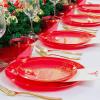 imageNervure 175PCS Christmas Set  Red ampamp Gold Disposable Dinnerware Includes 25 Plates 25 Forks 25 Knives 25 Spoons 25 Cups 25 Napkins  Perfect for Christmas