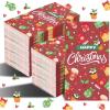 imageNervure 100PCS Red Christmas Paper Napkins  Christmas Napkins Disposable  3Ply Heavy Duty Christmas Guest Hand Towels for Home Kitchen Bathroom Winter Holiday Xmas Party Decorative