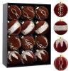 imageNervure 12PCS Red Velvet Christmas Ornaments  Red Christmas Balls  80mm Glitter Tree Decoration with Black Gift Box for Parties DecorationsDark Red