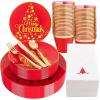 imageNervure 175PCS Christmas Set  Red ampamp Gold Disposable Dinnerware Includes 25 Plates 25 Forks 25 Knives 25 Spoons 25 Cups 25 Napkins  Perfect for Christmas