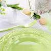 imageNervure 150pcs Green Plastic Plates with Green Hammered Silverware include 25Dinner Plates 25Dessert Plates 25Knives 25Forks 25Spoons ampamp 25Cups for StPatricks Day ampamp Parties ampamp Mothers Day