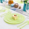 imageNervure 150pcs Green Plastic Plates with Green Hammered Silverware include 25Dinner Plates 25Dessert Plates 25Knives 25Forks 25Spoons ampamp 25Cups for StPatricks Day ampamp Parties ampamp Mothers Day