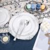 imageNervure 600PCS Silver Plastic Dinnerware  White and Silver Disposable Plates for 100 Guests  200 Disposable Plates 300 Plastic Silverware 100 Cups for Wedding ampamp PartySilver