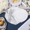 imageNervure 600PCS Silver Plastic Dinnerware  White and Silver Disposable Plates for 100 Guests  200 Disposable Plates 300 Plastic Silverware 100 Cups for Wedding ampamp PartySilver