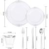 imageNervure 600PCS Silver Plastic Dinnerware  White and Silver Disposable Plates for 100 Guests  200 Disposable Plates 300 Plastic Silverware 100 Cups for Wedding ampamp PartySilver