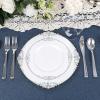 imageNervure 600PCS Silver Plastic Dinnerware  White and Silver Disposable Plates for 100 Guests  200 Disposable Plates 300 Plastic Silverware 100 Cups for Wedding ampamp PartySilver