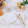 imageNervure 600PCS Gold Plastic Dinnerware  White and Gold Disposable Plates for 100 Guests  200 Disposable Plates 300 Plastic Silverware 100 Cups for Wedding ampamp Party ampamp Independence DayGold
