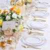 imageNervure 600PCS Gold Plastic Dinnerware  White and Gold Disposable Plates for 100 Guests  200 Disposable Plates 300 Plastic Silverware 100 Cups for Wedding ampamp Party ampamp Independence DayGold