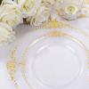 imageNervure 600PCS Gold Plastic Dinnerware  White and Gold Disposable Plates for 100 Guests  200 Disposable Plates 300 Plastic Silverware 100 Cups for Wedding ampamp Party ampamp Independence DayClear