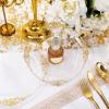 imageNervure 600PCS Gold Plastic Dinnerware  White and Gold Disposable Plates for 100 Guests  200 Disposable Plates 300 Plastic Silverware 100 Cups for Wedding ampamp Party ampamp Independence DayClear