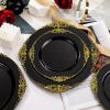 imageNervure 600PCS Gold Plastic Dinnerware  White and Gold Disposable Plates for 100 Guests  200 Disposable Plates 300 Plastic Silverware 100 Cups for Wedding ampamp Party ampamp Independence DayBlack