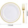 imageNervure 204PCS Gold Dessert Plates with Forks  102PCS 75inch Disposable Gold Plastic Plates and 102PCS Plastic Forks Perfect for Salads Desserts Parties Catering Christmas ampamp Party ampamp Fathers DayGold