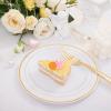 imageNervure 204PCS Gold Dessert Plates with Forks  102PCS 75inch Disposable Gold Plastic Plates and 102PCS Plastic Forks Perfect for Salads Desserts Parties Catering Christmas ampamp Party ampamp Fathers DayGold