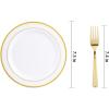 imageNervure 204PCS Gold Dessert Plates with Forks  102PCS 75inch Disposable Gold Plastic Plates and 102PCS Plastic Forks Perfect for Salads Desserts Parties Catering Christmas ampamp Party ampamp Fathers DayGold