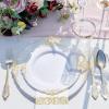 imageNervure 350PCS Silver Plastic Dinnerware  White and Silver Disposable Plates for 50 Guests  100 Disposable Plates 150 Plastic Silverware 50 Cups 50 Napkins for Wedding ampamp PartyGold