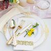 imageNervure 350PCS Silver Plastic Dinnerware  White and Silver Disposable Plates for 50 Guests  100 Disposable Plates 150 Plastic Silverware 50 Cups 50 Napkins for Wedding ampamp PartyGold
