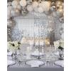 imageNervure 350PCS Silver Plastic Dinnerware  White and Silver Disposable Plates for 50 Guests  100 Disposable Plates 150 Plastic Silverware 50 Cups 50 Napkins for Wedding ampamp PartySilver