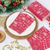 imageNervure 100 PCS Christmas Paper Napkins  Red and White Christmas Napkins Disposable  Hoho Christmas Hand Towels for Bathroom  Winter Napkins for Xmas Holiday Lunches and Dinner Parties Decor