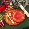 imageNervure 175Pcs Christmas Plates Disposable  Christmas Plastic Plates  Red and Gold Christmas Dinnerware Set for 25 Guests Include 50 Red Plates 75 Silverware 25Cups 25Napkins for Xmas PartyRed