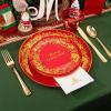 imageNervure 175Pcs Christmas Plates Disposable  Christmas Plastic Plates  Red and Gold Christmas Dinnerware Set for 25 Guests Include 50 Red Plates 75 Silverware 25Cups 25Napkins for Xmas PartyRed