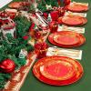 imageNervure 175Pcs Christmas Plates Disposable  Christmas Plastic Plates  Red and Gold Christmas Dinnerware Set for 25 Guests Include 50 Red Plates 75 Silverware 25Cups 25Napkins for Xmas PartyRed