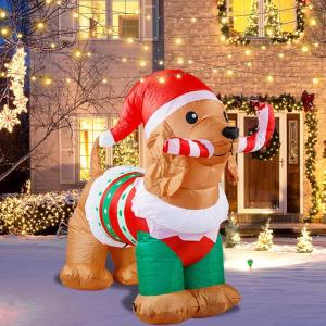 imageNervure 5Ft Christmas Dog Inflatables  Outdoor Christmas Inflatable Decorations  Christmas Blow Up Yard Decorations Builtin LED Lights for PartyDog