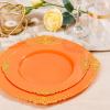 imageNervure 175PCS Orange Plastic Plates  Orange and Gold Disposable Plates for 25 Guests Include 50Plates 25Cups 25Forks 25Knives 25Spoons 25Napkins for Wedding ampamp PartyOrange