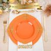imageNervure 175PCS Orange Plastic Plates  Orange and Gold Disposable Plates for 25 Guests Include 50Plates 25Cups 25Forks 25Knives 25Spoons 25Napkins for Wedding ampamp PartyOrange