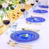 imageNervure 102PCS Blue Plastic Plates  Disposable Blue Party Plates Include 51PCS 1025inch Dinner Plate ampamp 51PCS 75inch Dessert Plate for Wedding ampamp Party ampamp Fathers DayBlue