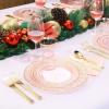 imageNervure 150Pcs Clear Plastic Plates with Gold Hammered Silverware include 25Dinner Plate 25Dessert Plate 25Knives 25Forks 25Spoons and 25Cups for Wedding ampamp Parties ampamp ThanksgivingClear Pink