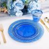 imageNervure 150Pcs Clear Plastic Plates with Gold Hammered Silverware include 25Dinner Plate 25Dessert Plate 25Knives 25Forks 25Spoons and 25Cups for Wedding ampamp Parties ampamp ThanksgivingClear Blue