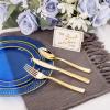 imageNervure 150Pcs Clear Plastic Plates with Gold Hammered Silverware include 25Dinner Plate 25Dessert Plate 25Knives 25Forks 25Spoons and 25Cups for Wedding ampamp Parties ampamp ThanksgivingClear Blue