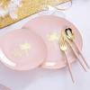 imageNervure 150PCS Pink Plastic Plates with Gold Flamingo PatternampampGold Silverware with Pink Handle Include25Dinner Plates 25Dessert Plates 25Cups 25Forks 25Knives 25Spoons for ChristmasampampParty