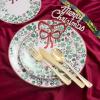 imageNervure 175PCS Christmas Plastic Plates  Christmas Plates and Napkins include 25Dinner Plates 25Dessert Plates 25Forks 25Knives 25Spoons 25Cups 25Christmas Napkins for Christmas Party