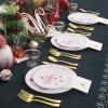 imageNervure 175PCS Christmas Plastic PlatesampampGold Plastic Silverware for Merry ChristmasampampParty includes 25Dinner Plates 25Dessert Plates 25Knives 25Forks 25Spoons 25Christmas Napkins