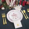 imageNervure 175PCS Christmas Plastic PlatesampampGold Plastic Silverware for Merry ChristmasampampParty includes 25Dinner Plates 25Dessert Plates 25Knives 25Forks 25Spoons 25Christmas Napkins
