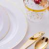 imageNervure 25 Guest Party Disposable Plates Set  Gold Star Plastic Plates and Gold Rim Cup for 25 Guests 25 Dinner Plates25 Dessert Plates25 Gold Silverware 25 Cups in Gold for Thanksgiving Day