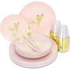 imageNervure 150PCS Pink Plastic Plates with Gold Flamingo PatternampampGold Silverware with Pink Handle Include25Dinner Plates 25Dessert Plates 25Cups 25Forks 25Knives 25Spoons for ChristmasampampParty