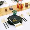 imagenervure 175pcs Green and Gold Disposable PlatesampampGold Plastic Silverware with Green Handle Include 50 Plates 25 Spoons 25 Knives 25 Forks 25 Cups 25Napkins
