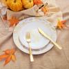 imageNervure 60PCS Thanksgiving Plastic Plates  Vintage Turkey Dinnerware Set Includes 30PCS 1025quot Dinner Plate ampamp 30PCS 75quot Dessert Plate Heavy duty ampamp Reusable Plates Perfect for Thanksgiving PartyGold