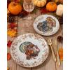 imageNervure 60PCS Thanksgiving Plastic Plates  Vintage Turkey Dinnerware Set Includes 30PCS 1025quot Dinner Plate ampamp 30PCS 75quot Dessert Plate Heavy duty ampamp Reusable Plates Perfect for Thanksgiving PartyMulticolor