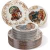 imageNervure 60PCS Thanksgiving Plastic Plates  Vintage Turkey Dinnerware Set Includes 30PCS 1025quot Dinner Plate ampamp 30PCS 75quot Dessert Plate Heavy duty ampamp Reusable Plates Perfect for Thanksgiving PartyMulticolor
