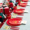 imageNervure 175PCS Christmas Plastic Plates  Green and Gold Disposable Plates ampamp Gold Plastic Silverware with Green Handle include 50 Plates 25Knives 25Forks 25Spoons 25Napkins for Christmas PartyRed