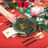 imageNervure 175PCS Christmas Plastic Plates  Green and Gold Disposable Plates ampamp Gold Plastic Silverware with Green Handle include 50 Plates 25Knives 25Forks 25Spoons 25Napkins for Christmas PartyGreen