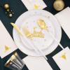 imageNervure 175PCS Christmas Plastic Plates  Green and Gold Disposable Plates ampamp Gold Plastic Silverware with Green Handle include 50 Plates 25Knives 25Forks 25Spoons 25Napkins for Christmas PartyGold