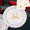 imageNervure 175PCS Christmas Plastic Plates  Green and Gold Disposable Plates ampamp Gold Plastic Silverware with Green Handle include 50 Plates 25Knives 25Forks 25Spoons 25Napkins for Christmas PartyGold