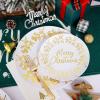imageNervure 175PCS Christmas Plastic Plates  White and Gold Disposable Plates Sets Include 25Dinner Plate 25Dessert Plate 25Forks 25Knives 25Spoons 25Cups 25 Napkins Perfect for Christmas PartyTraditional Merry Christams